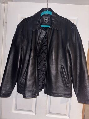 Jos. A. Bank Men's Black Leather Zip-Front Jacket
